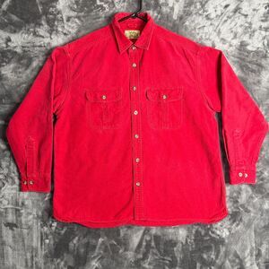 Cabela's Deer Skin Chamois Long Sleeve Button Up Red Size XX-Large Outdoors